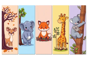 10 cute animals bookmarks