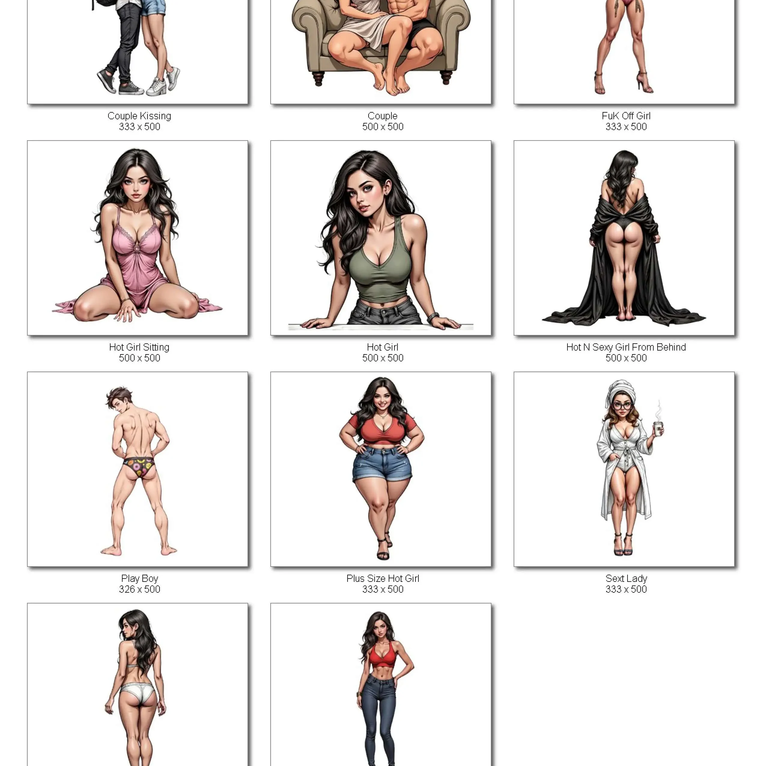 11 Adult Stickers Pack Preview PrntPixl