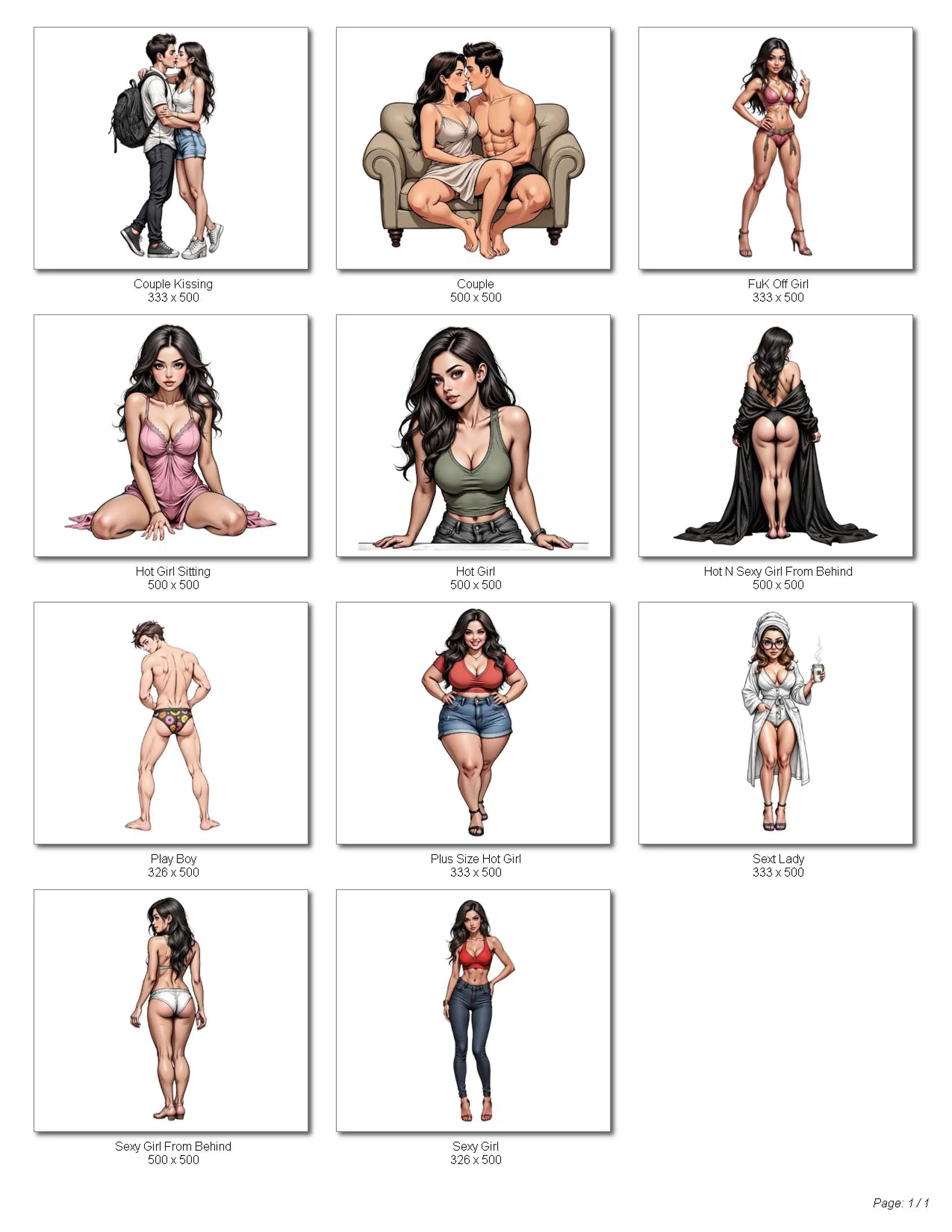 11 Adult Stickers Pack Preview PrntPixl