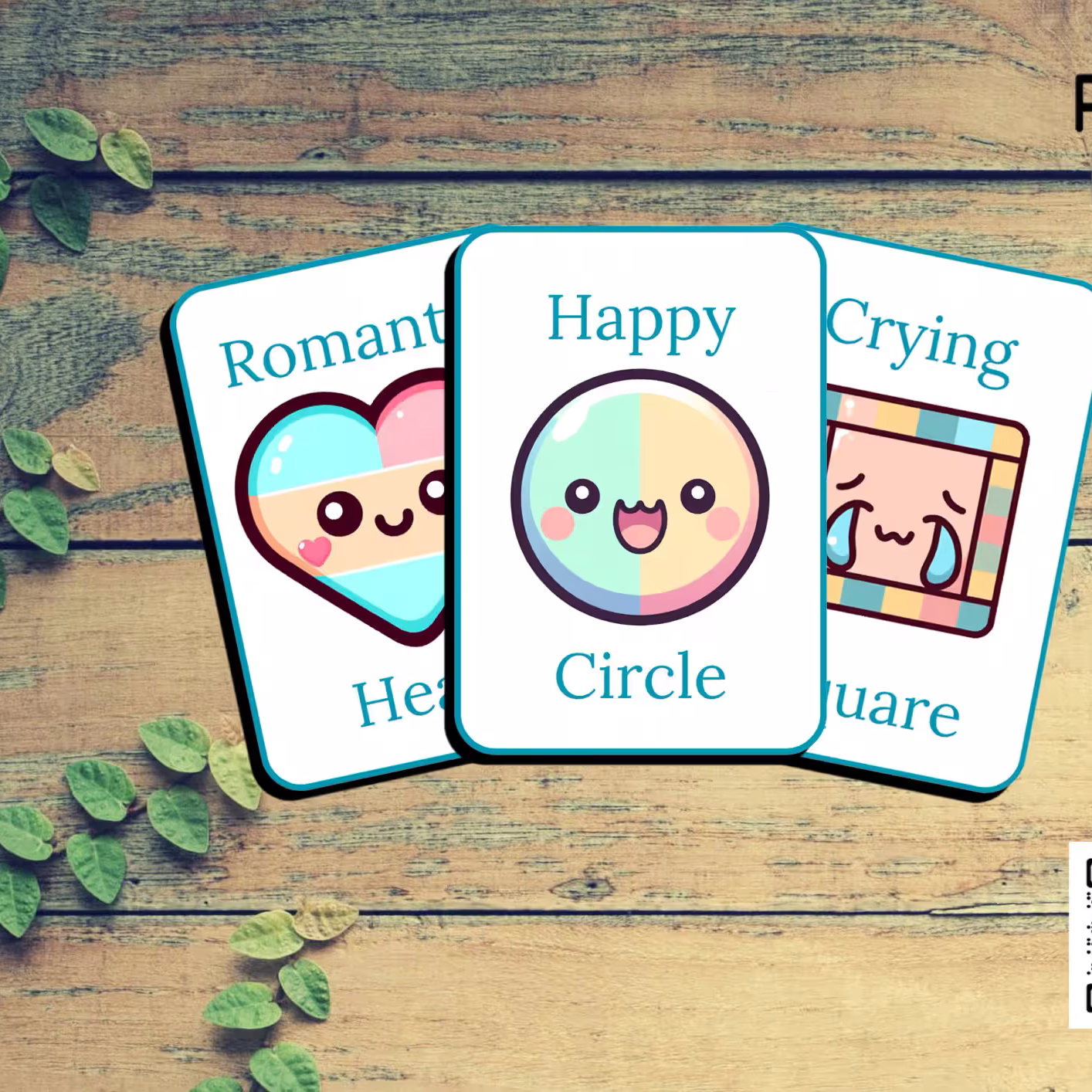 2in1 Emotion & Feeling Flash Cards with Shapes for Kids