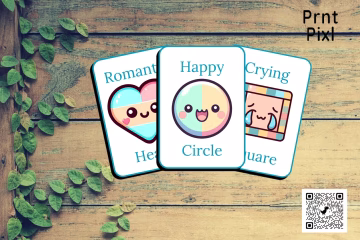 2in1 Emotion & Feeling Flash Cards with Shapes for Kids