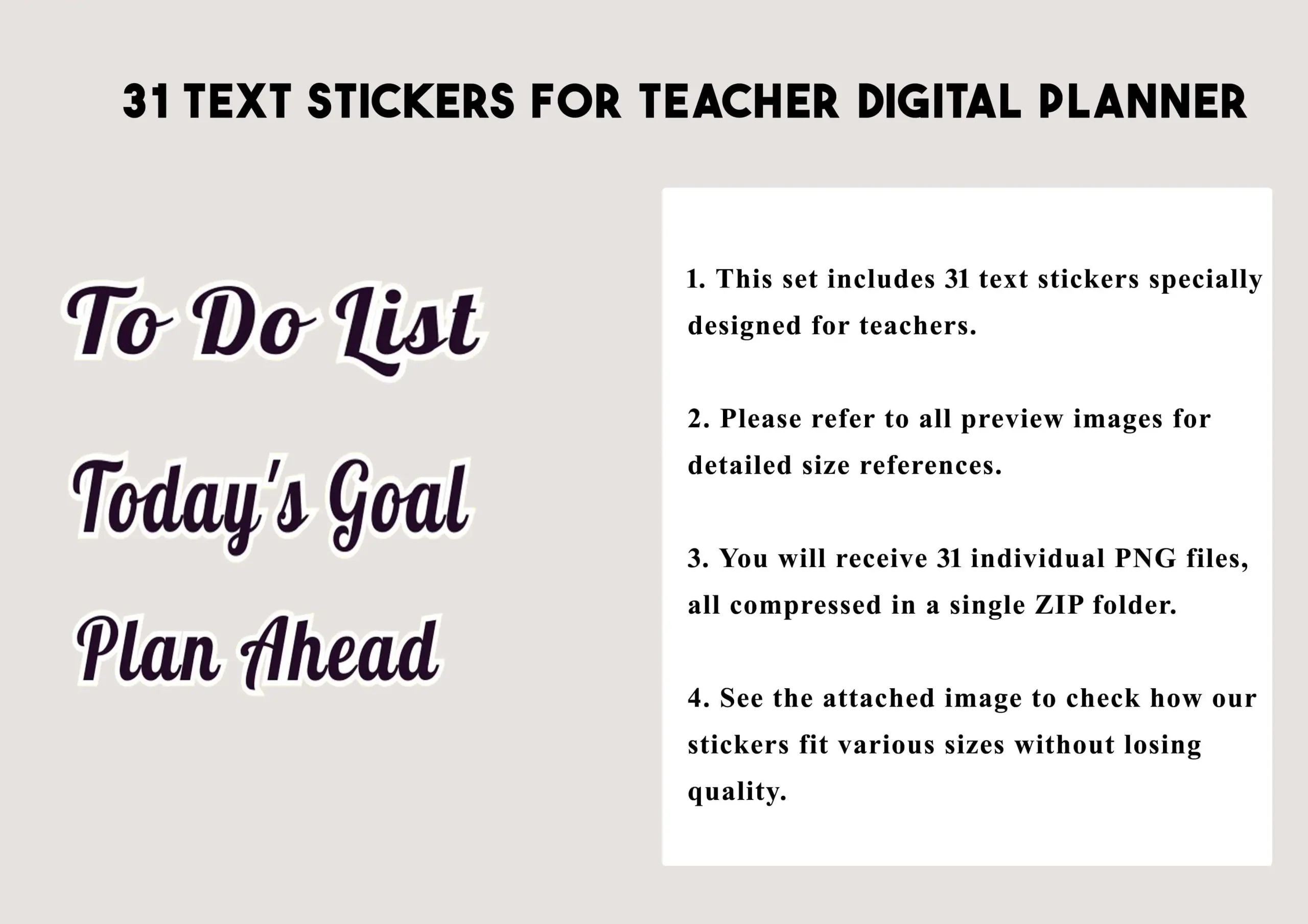 31 Text Stickers for Teacher Digital Planners