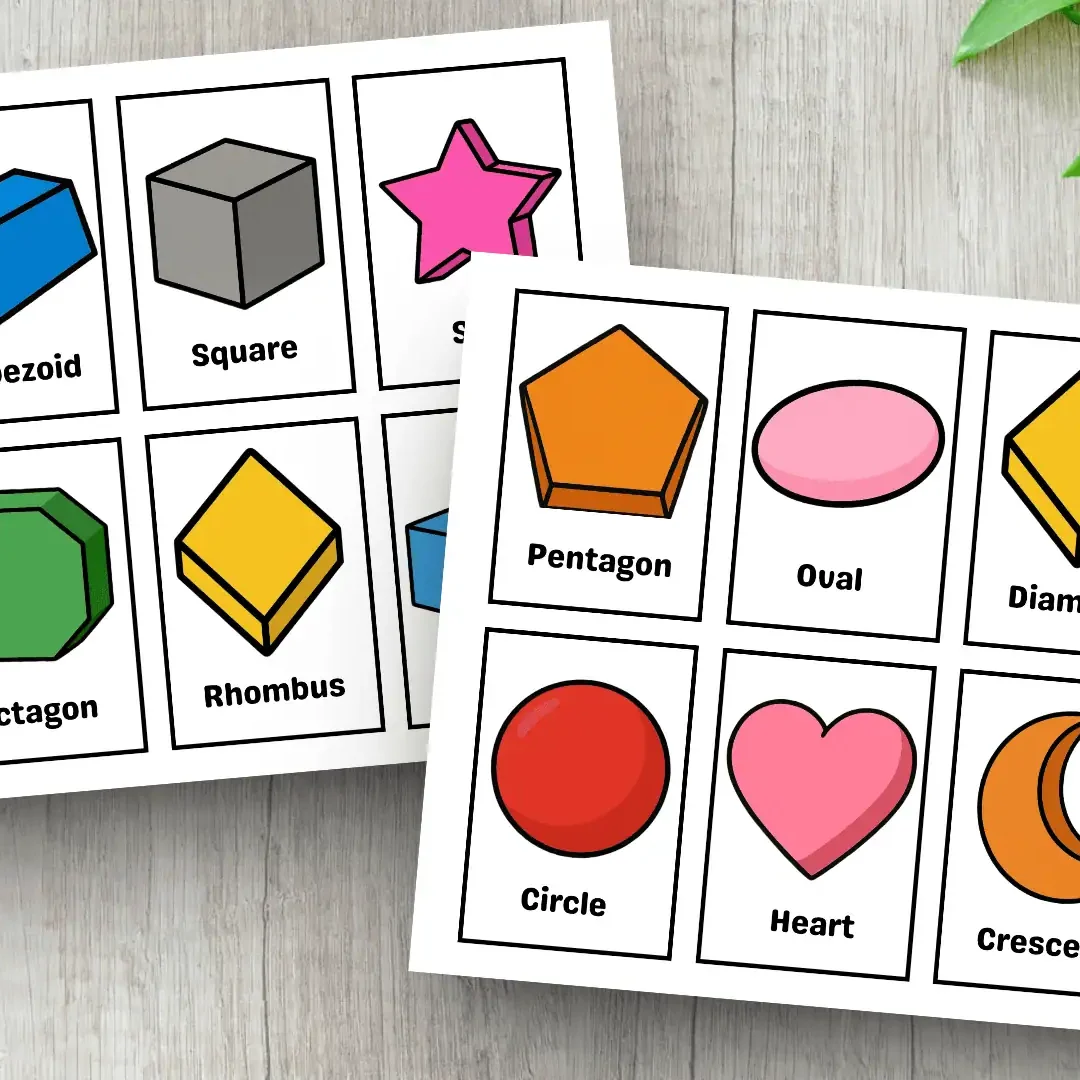 3d shapes flashcards for preschool printable