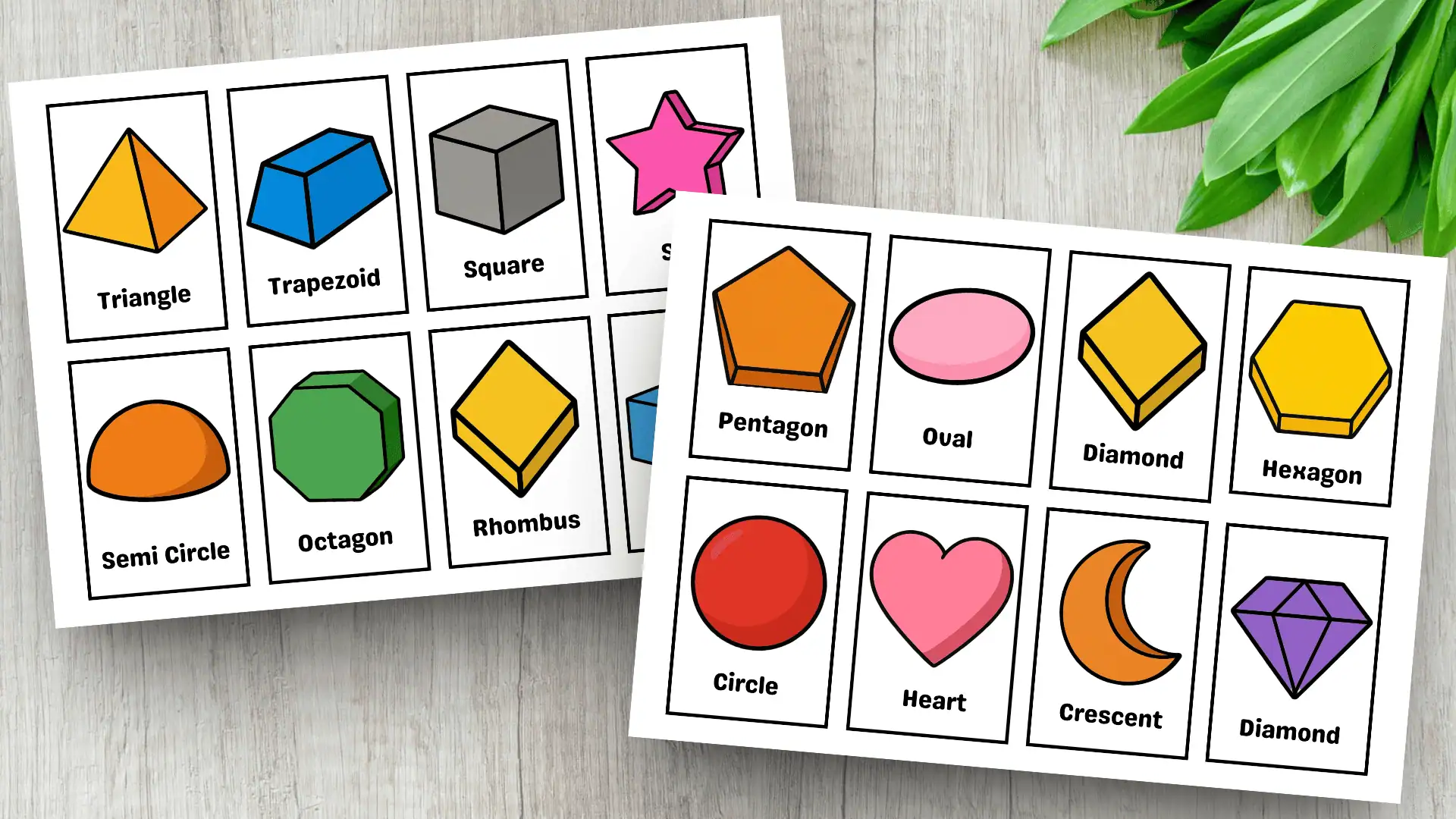 3d shapes flashcards for preschool printable