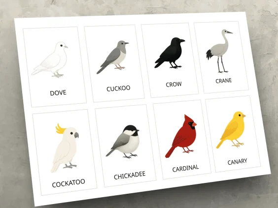47 bird flashcards for preschoolers early learning set