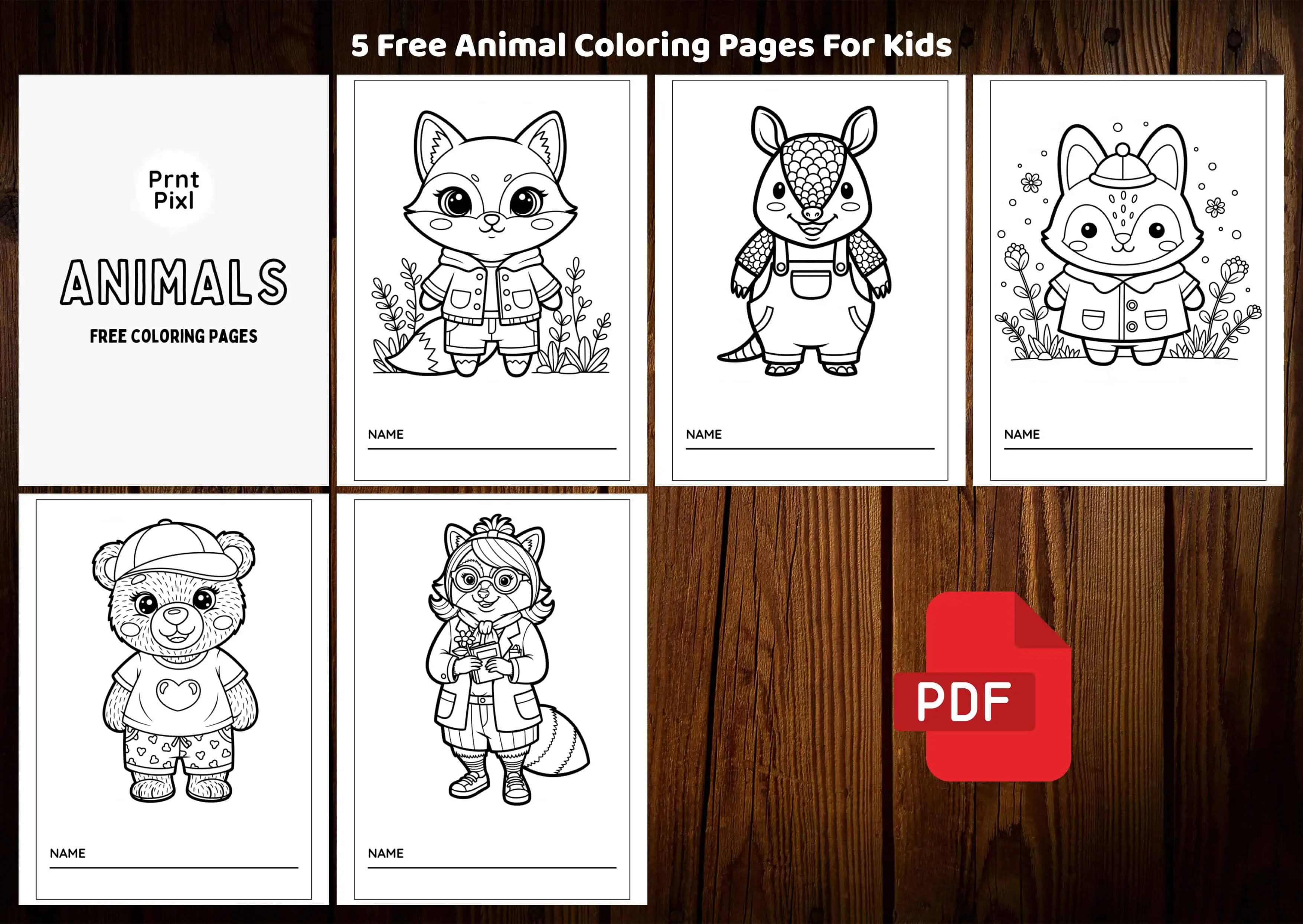 5 Free Animal Coloring Pages For Kids