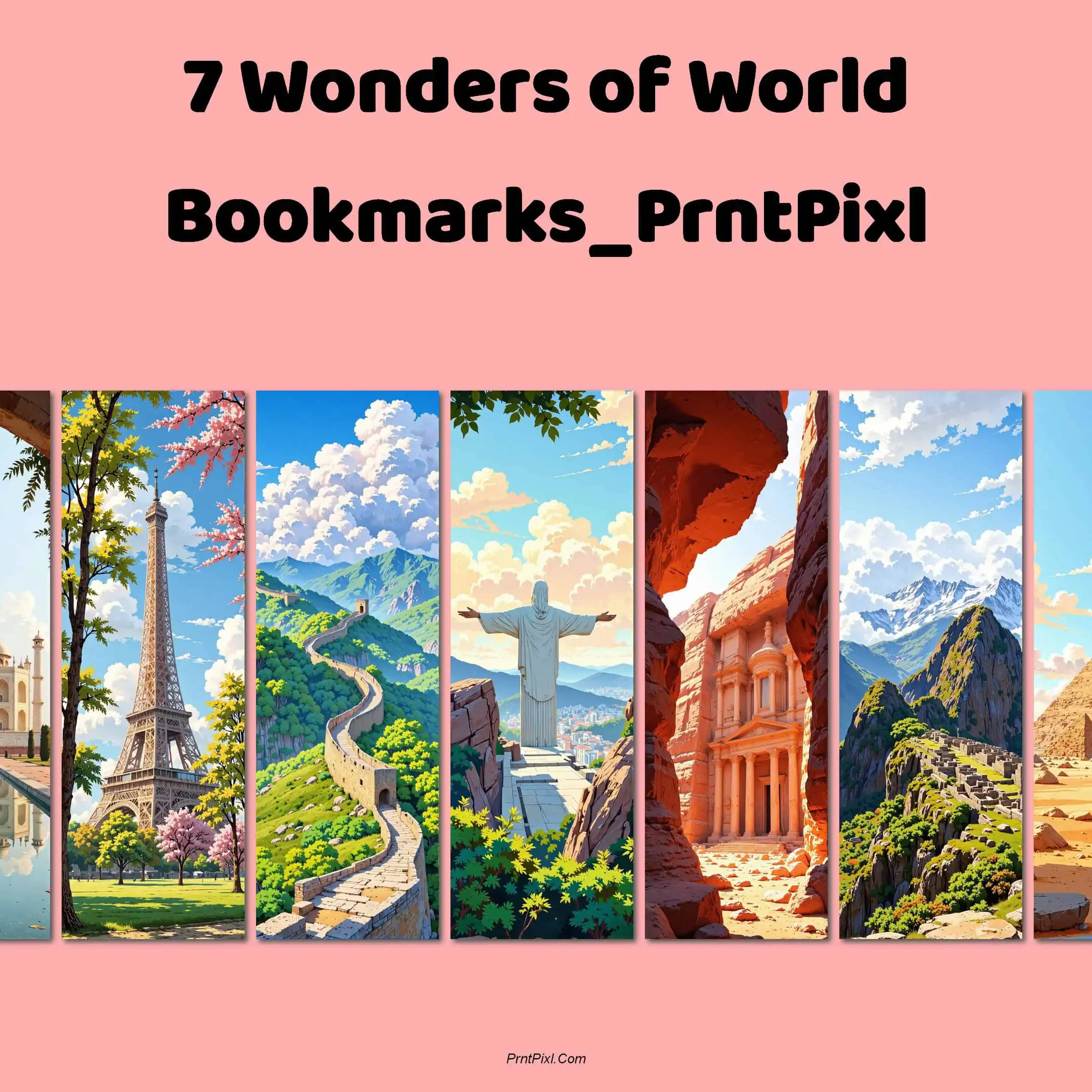 7 Wonders of the World Bookmarks