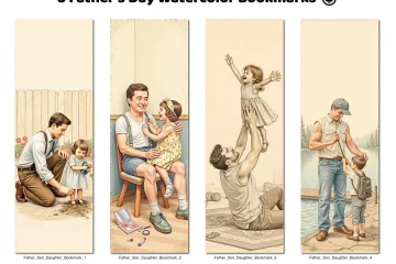 8 Father's Day Watercolor Bookmarks