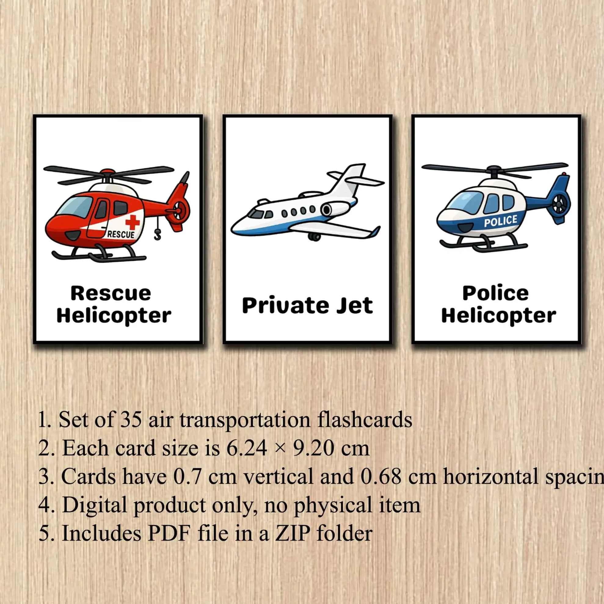 Transportation Flashcards Air Vehicles for Kids