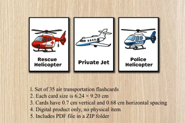 Transportation Flashcards Air Vehicles for Kids
