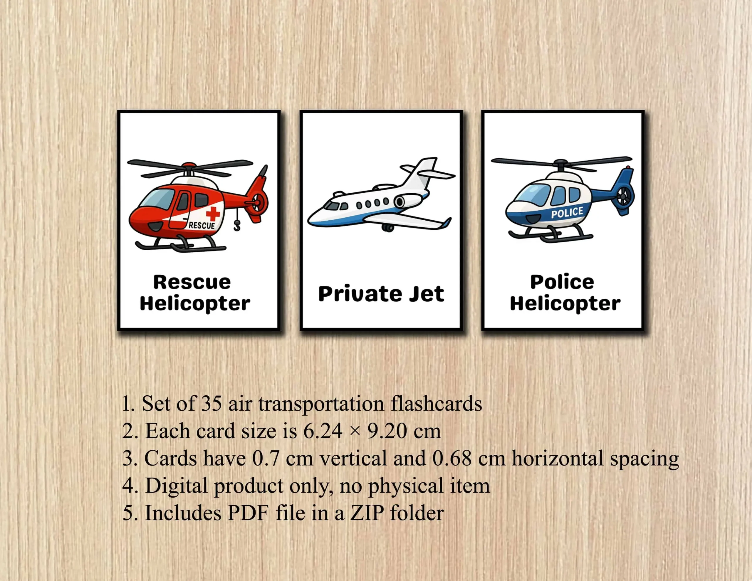 Transportation Flashcards Air Vehicles for Kids
