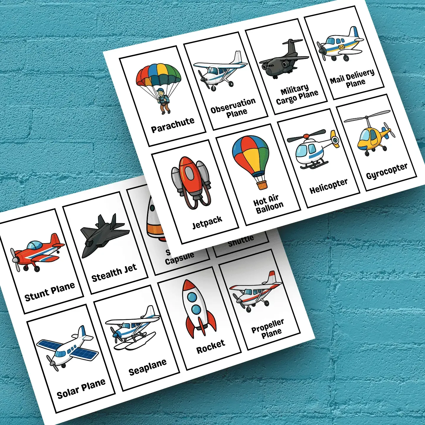 Airplane Helicopter Flashcards for Kids Learning