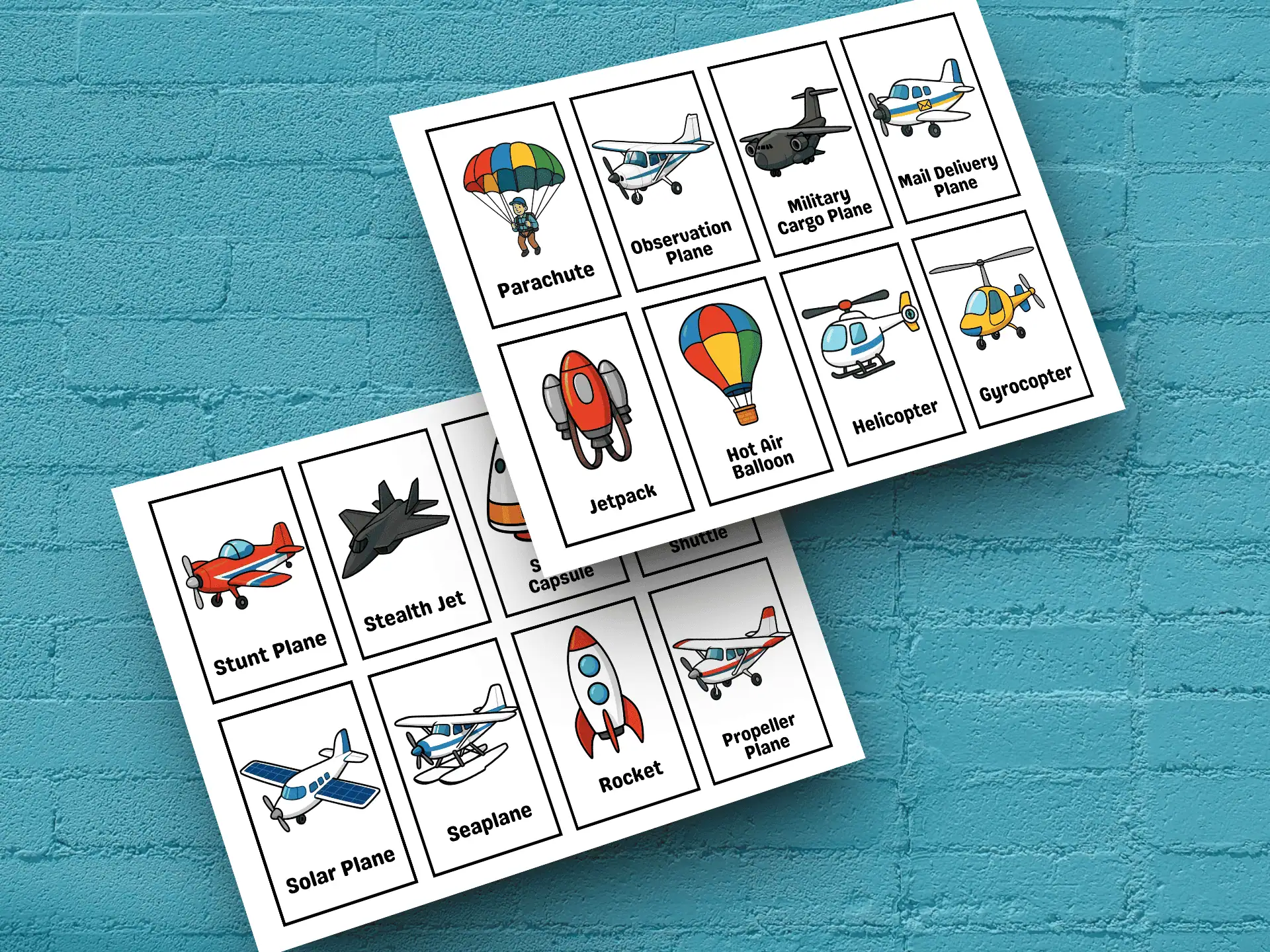Airplane Helicopter Flashcards for Kids Learning