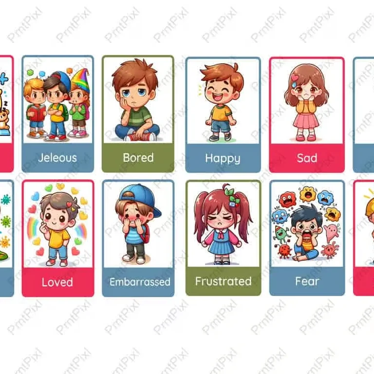 All Kids Emotions and Feelings Flash Cards
