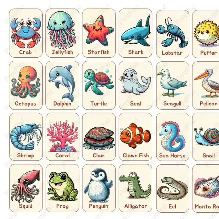 All Sea Animals Flash Cards