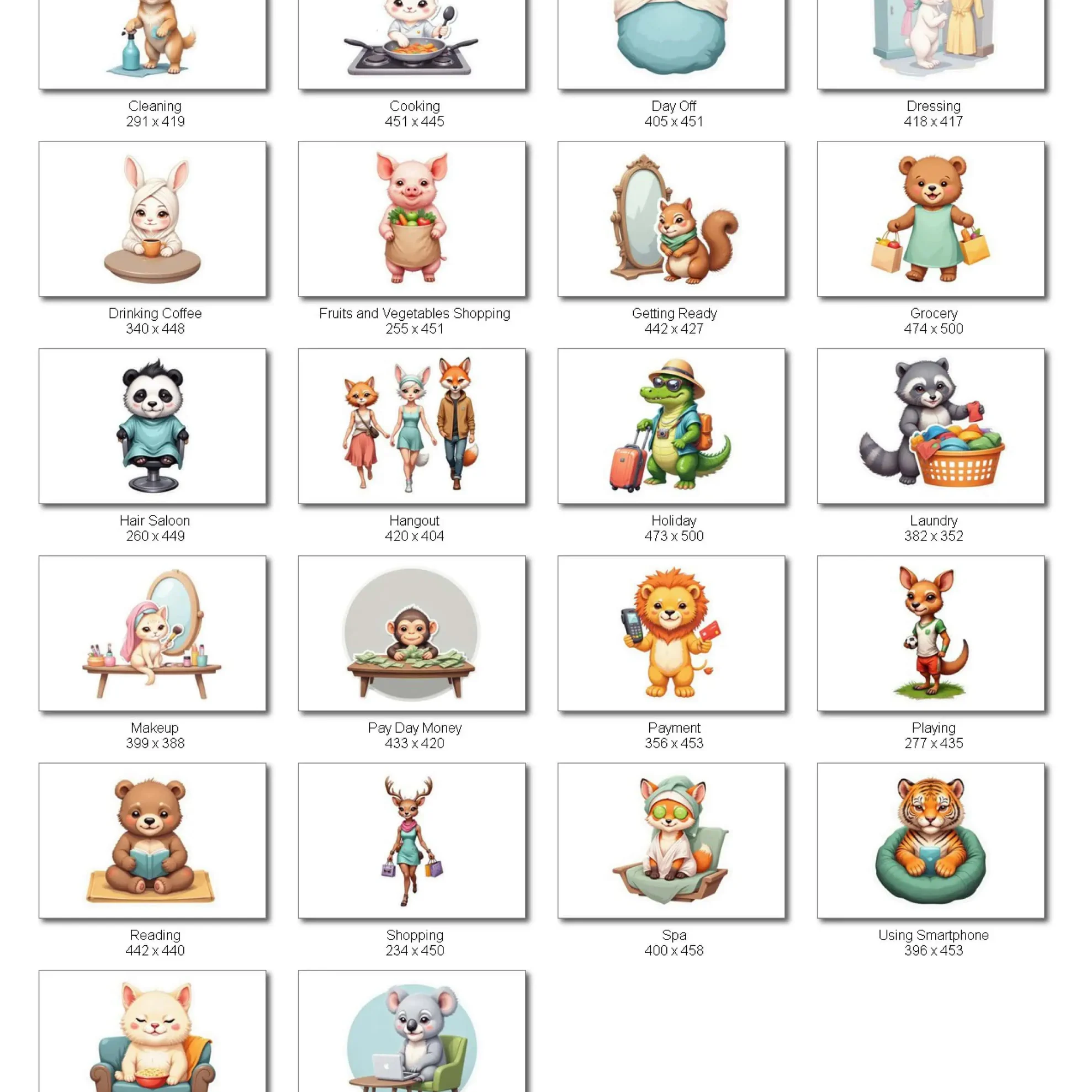 Animals Doing Daily Human Tasks Stickers