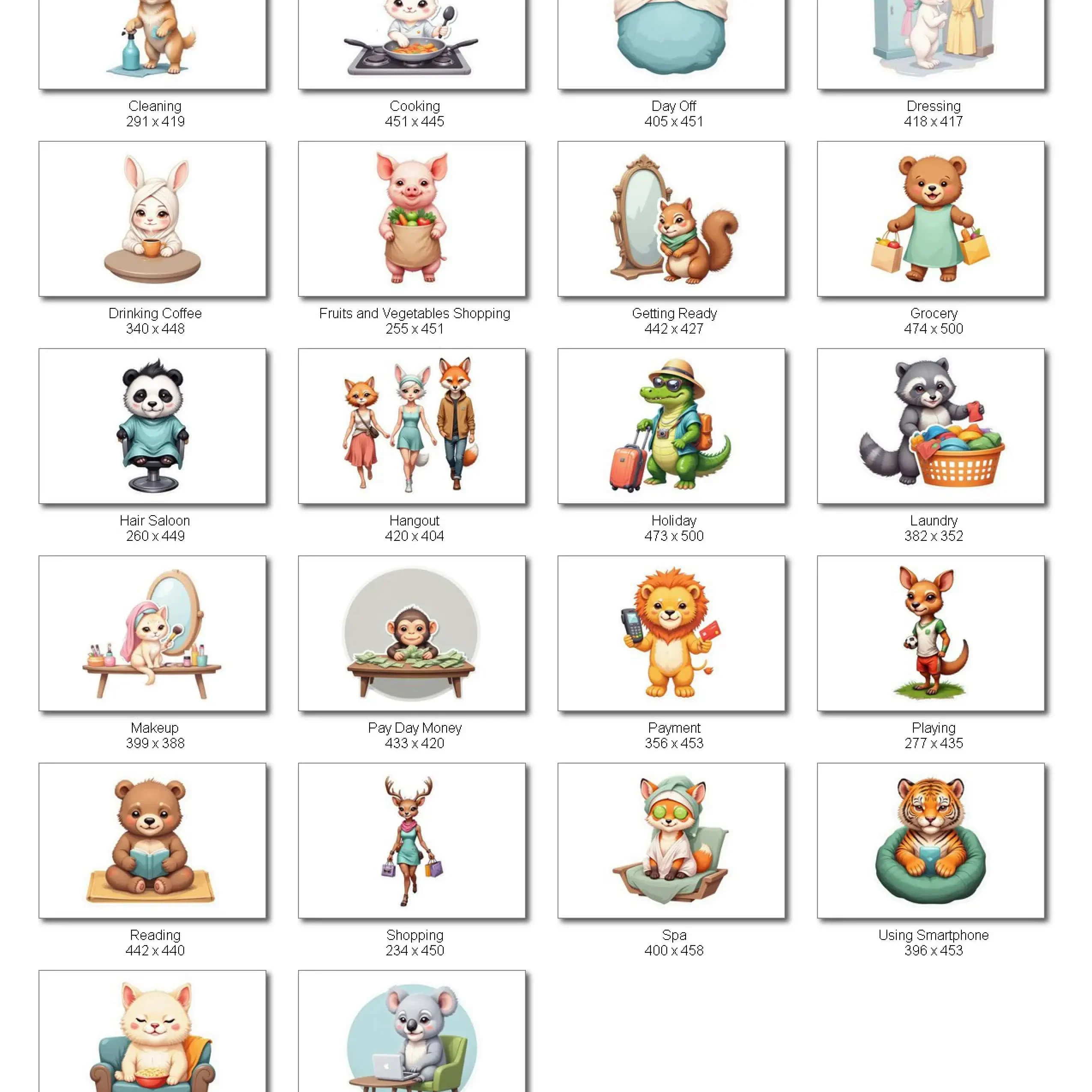 Animals Doing Daily Human Tasks Stickers