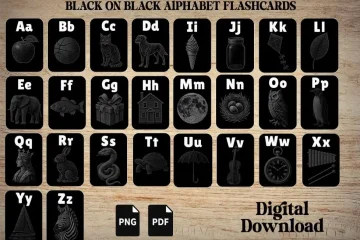 Black On Black Alphabet Flashcards