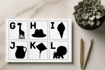 Black Silhouette Alphabet Flashcards A to Z