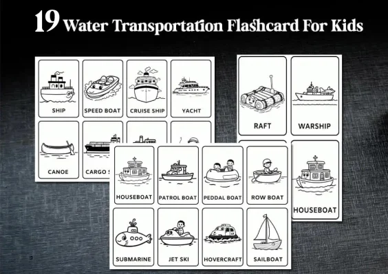 Black & White Water Transportation Flashcards