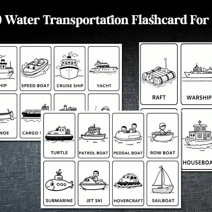 Black & White Water Transportation Flashcards