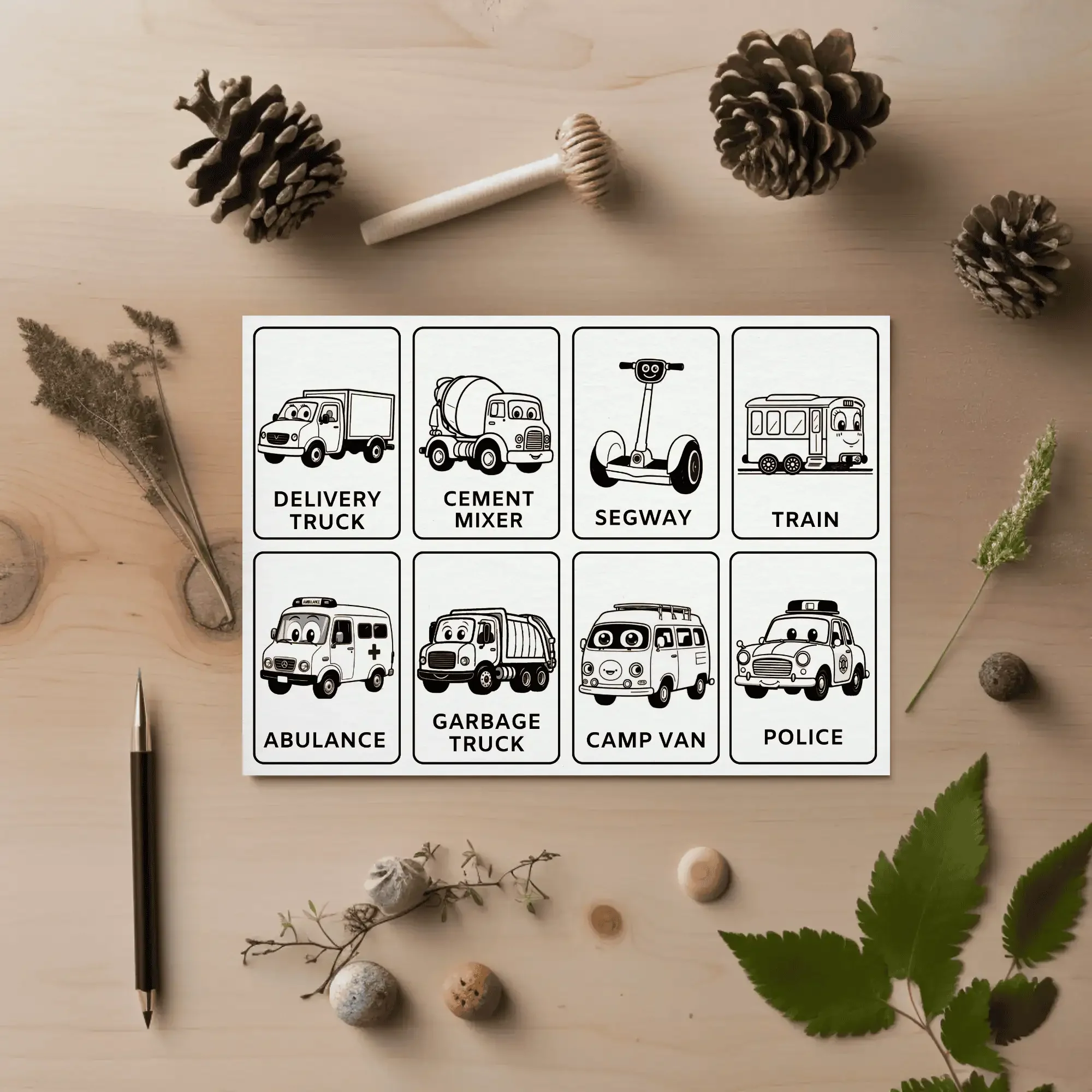 Black and White Illustration Flashcards