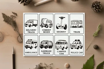 Black and White Illustration Flashcards