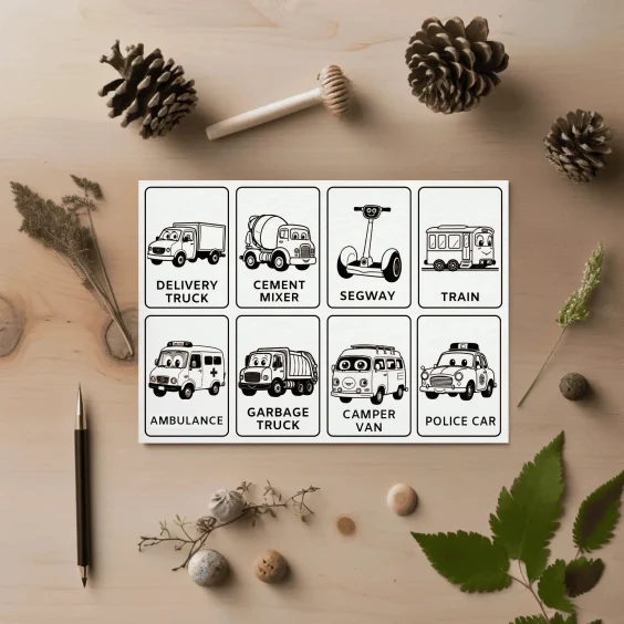 Black and White Illustration Flashcards