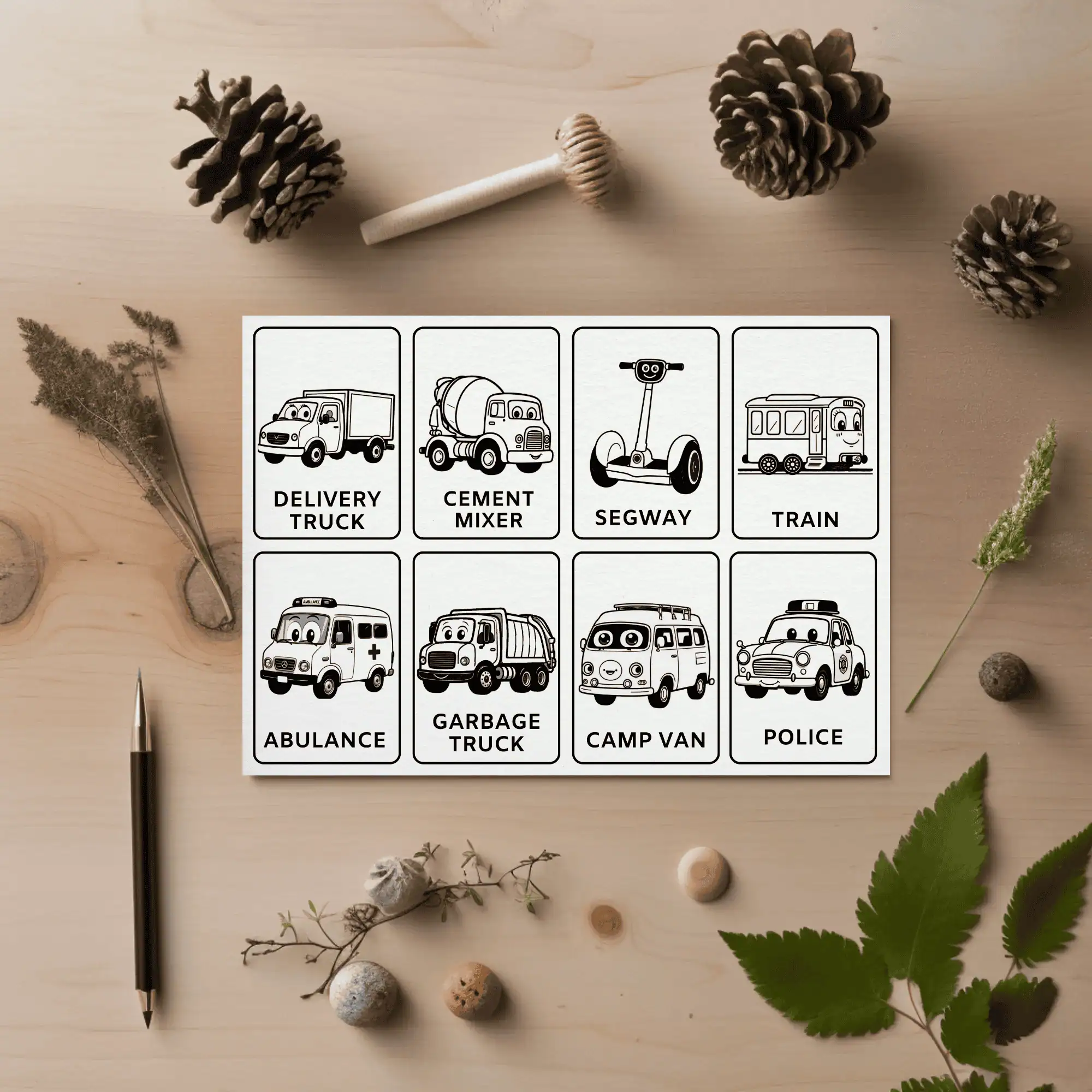 Black and White Illustration Flashcards