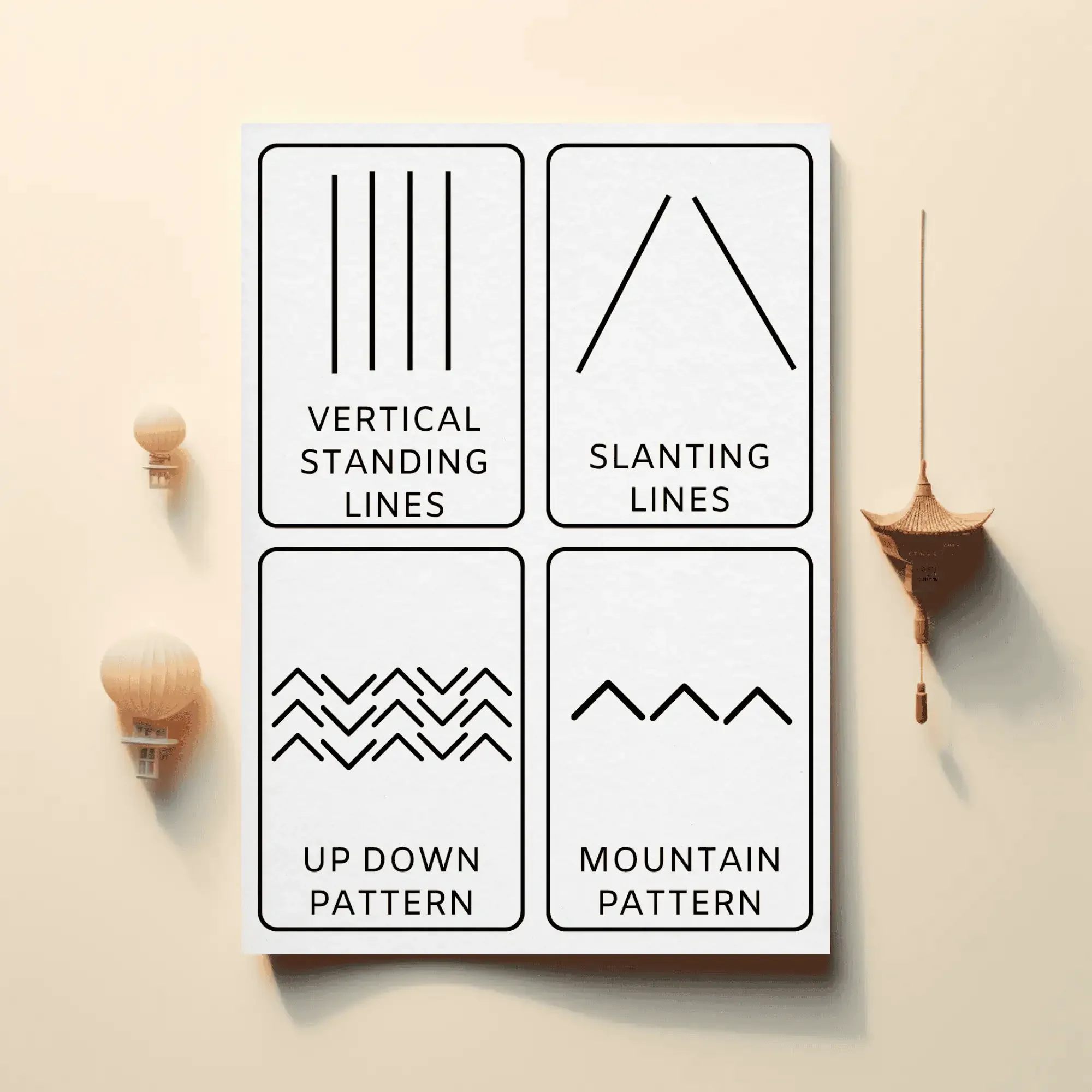 Black and White Lines & Patterns Flashcards