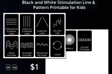 Black and White Lines and Patterns Flashcards For Kids