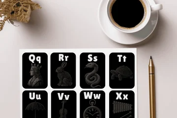 Black on Black Realistic Alphabet Flashcards