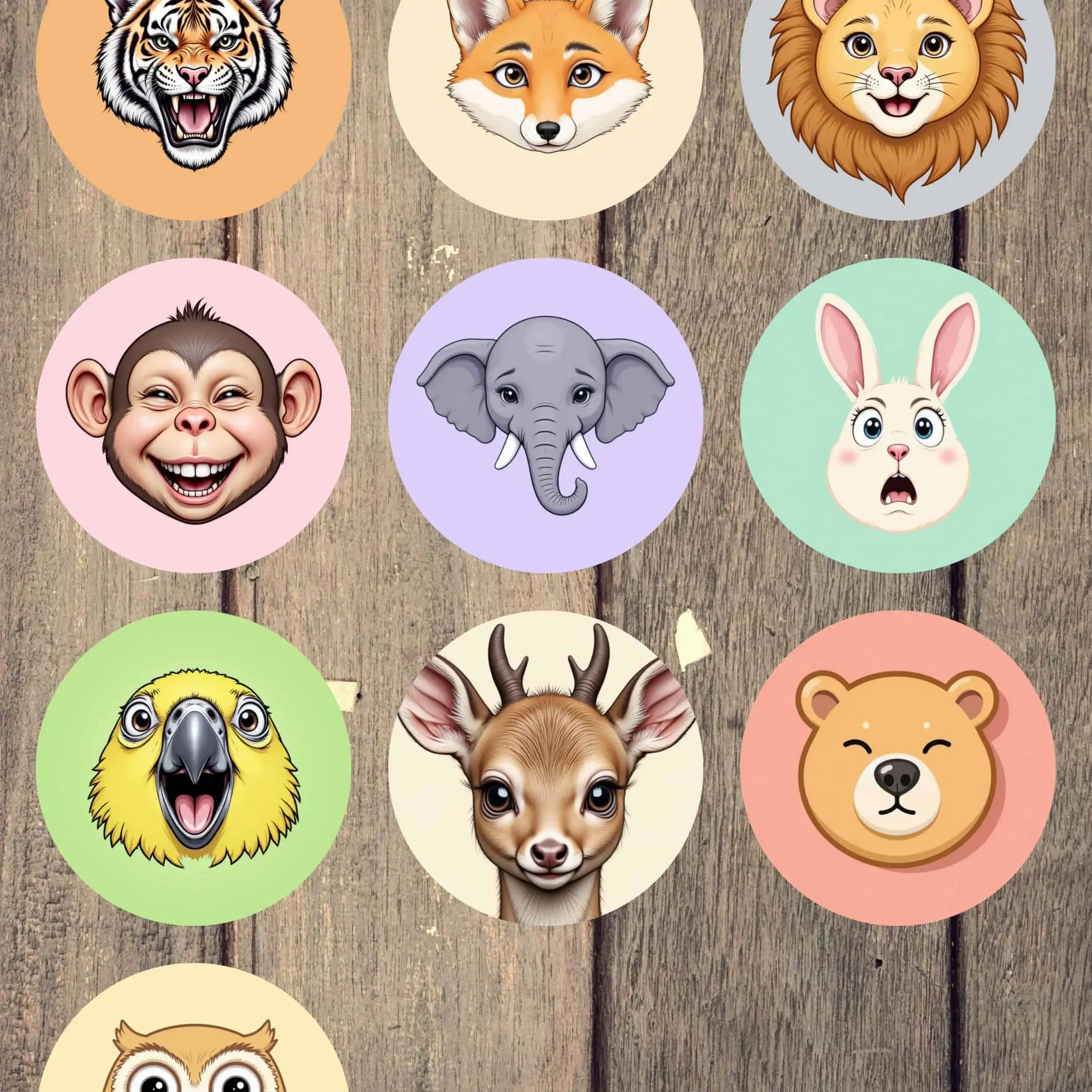 Cartoon Animal Face Stickers