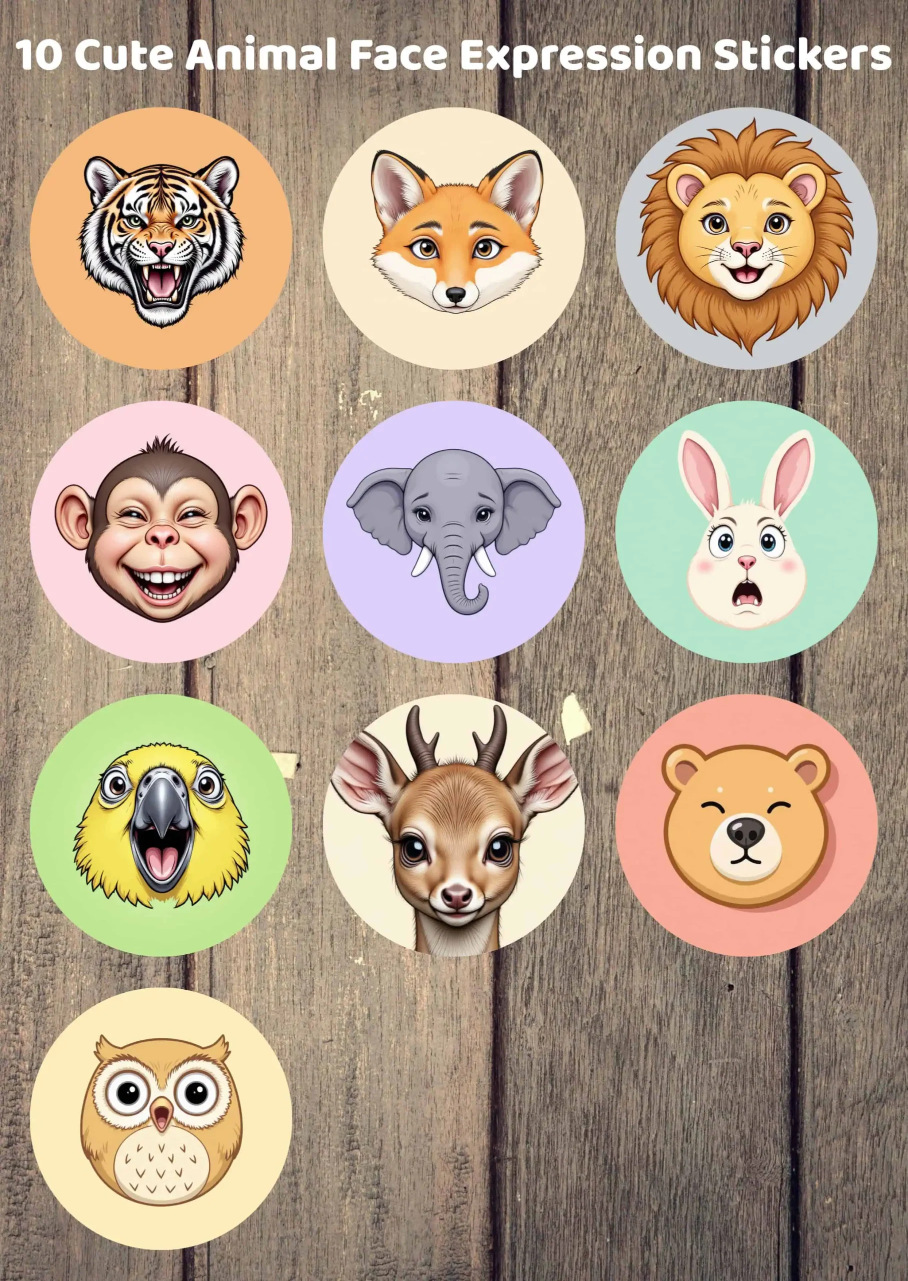 Cartoon Animal Face Stickers
