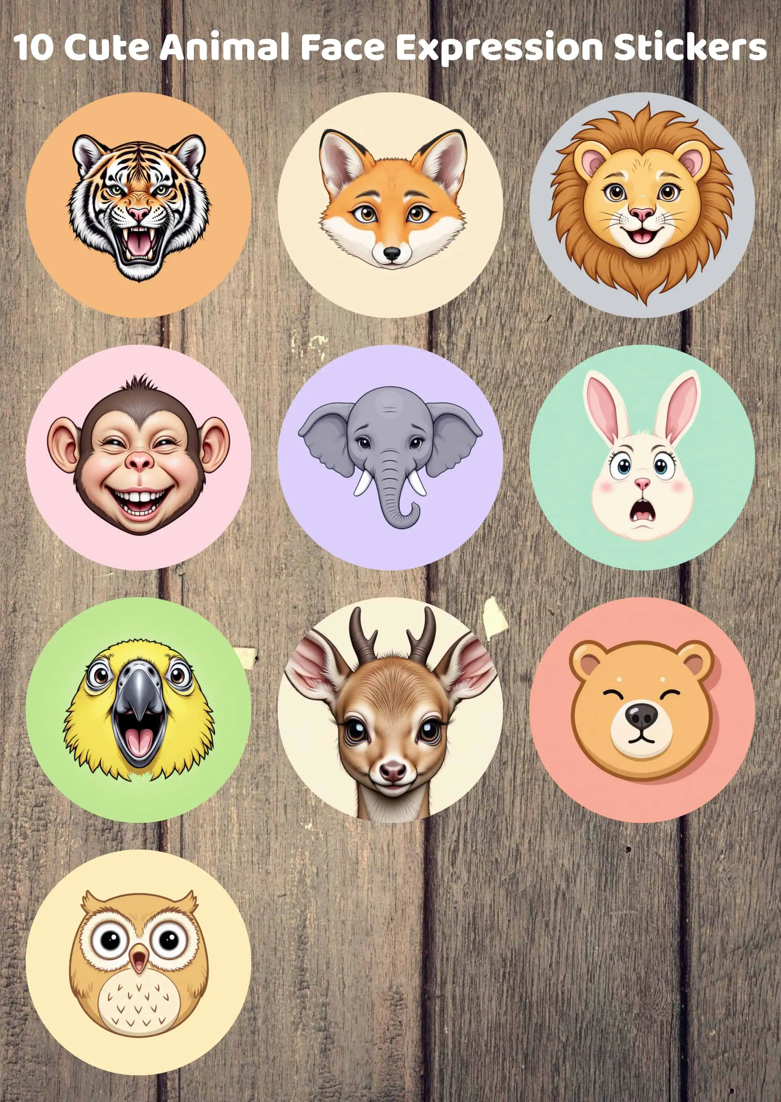 Cartoon Animal Face Stickers