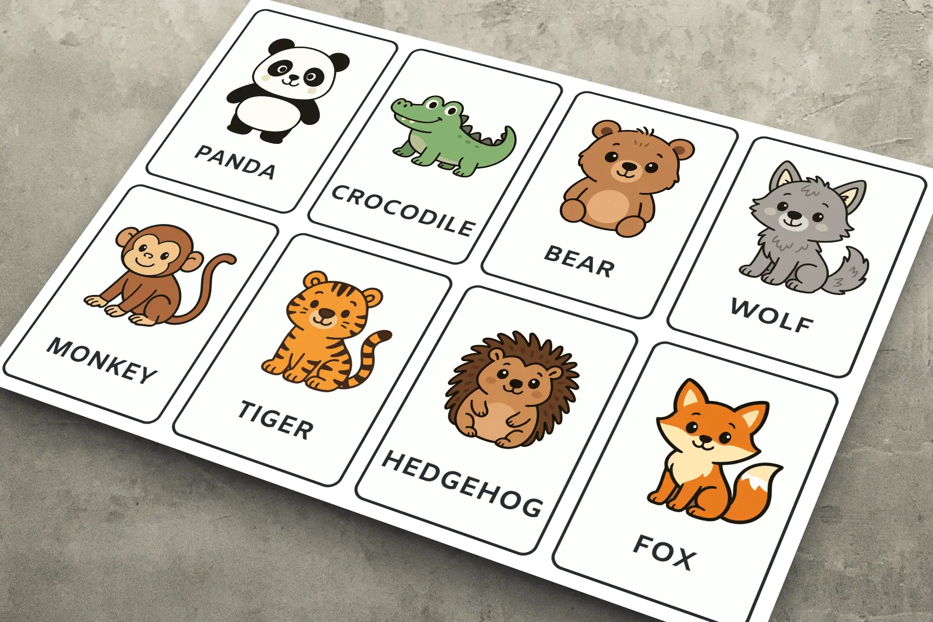 Cartoon Animal Flashcards
