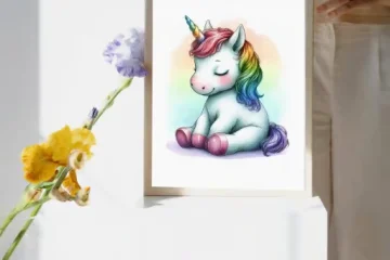 Colorful baby Unicorn A4 Poster