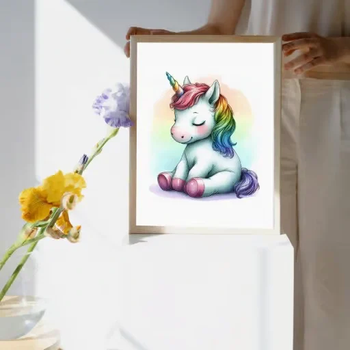 Colorful baby Unicorn A4 Poster