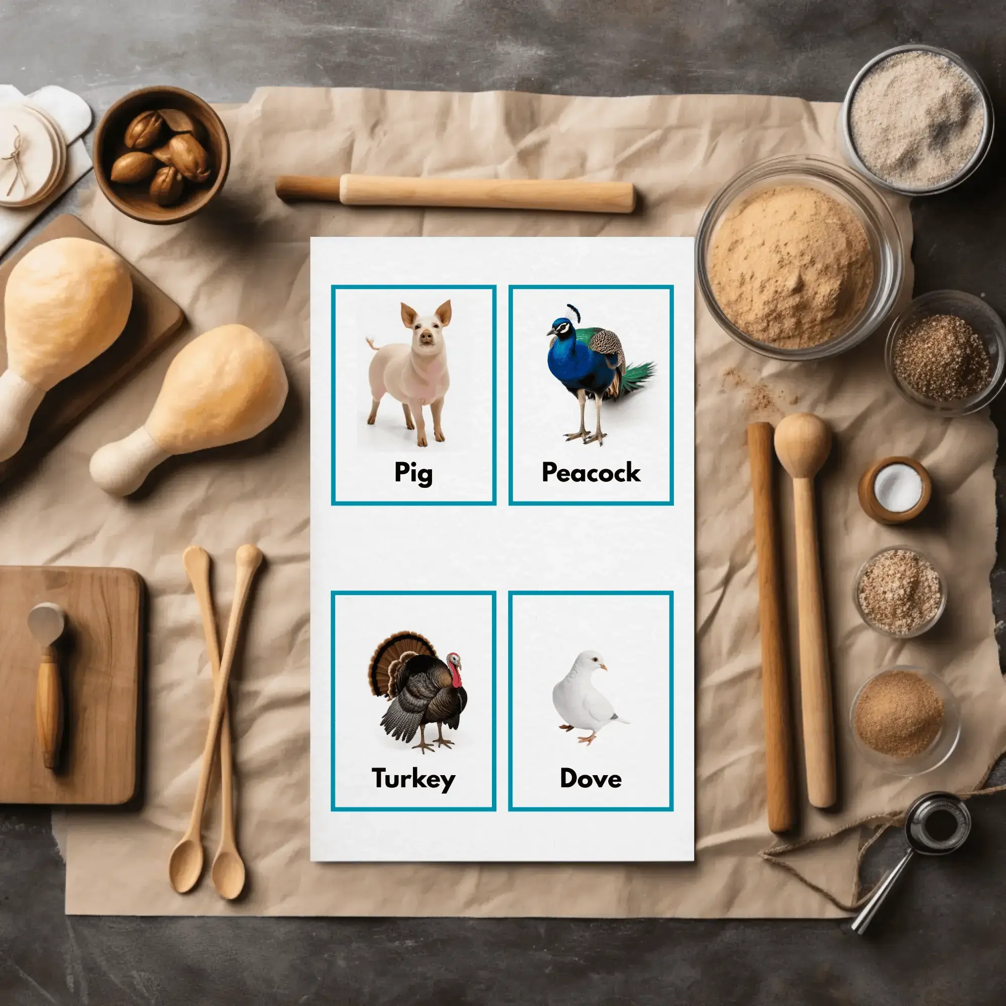 Cow Cat Donkey Domestic Animals Flashcards PrntPixl