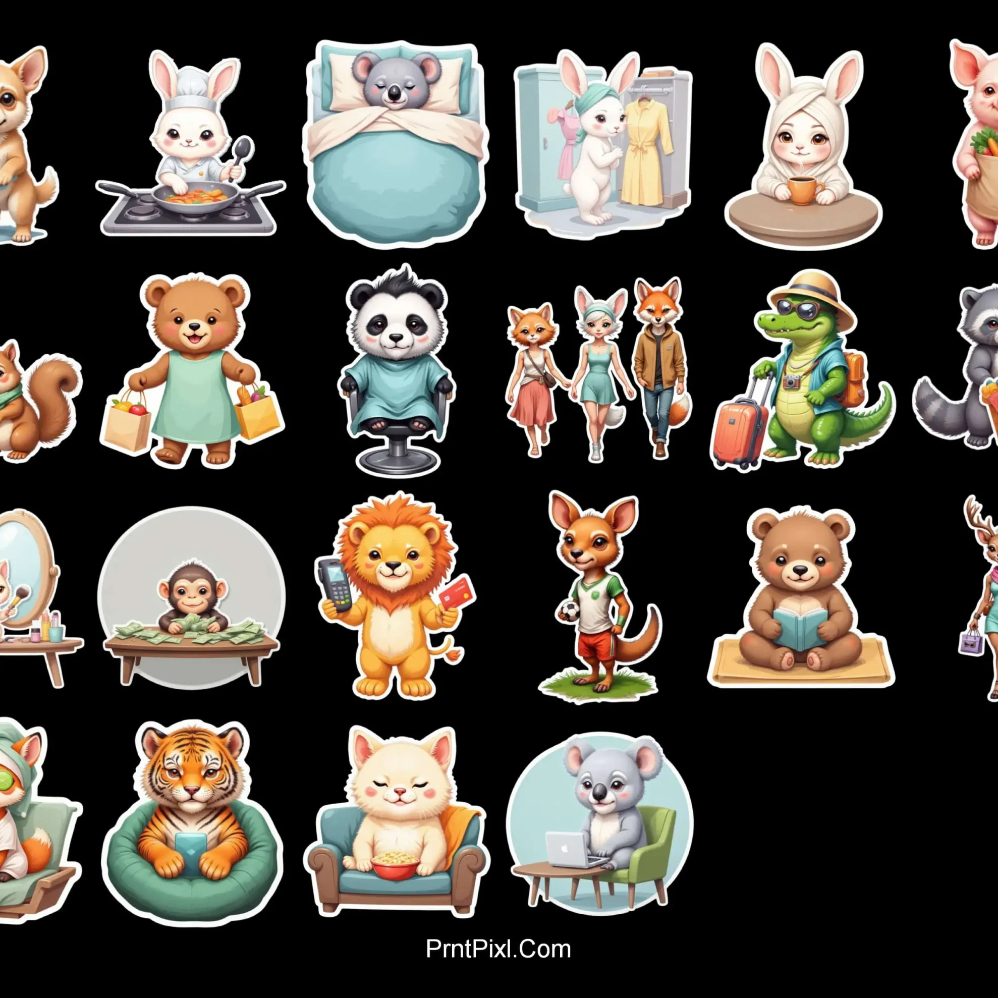 Cute Animal Stickers for Digital Planner