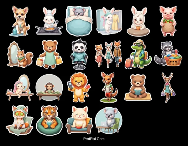 Cute Animal Stickers for Digital Planner