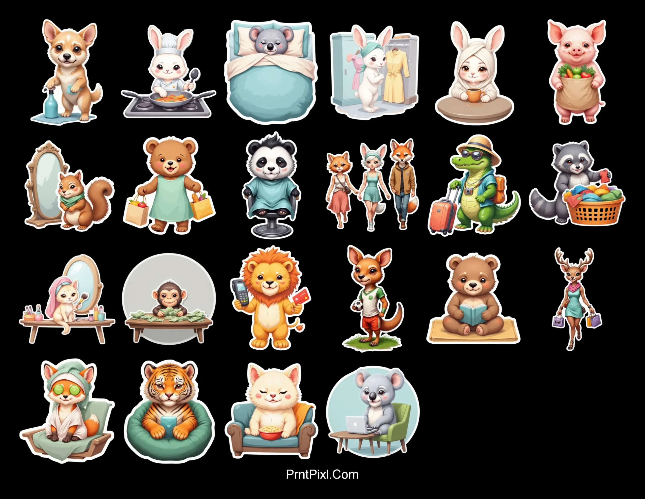 Cute Animal Stickers for Digital Planner