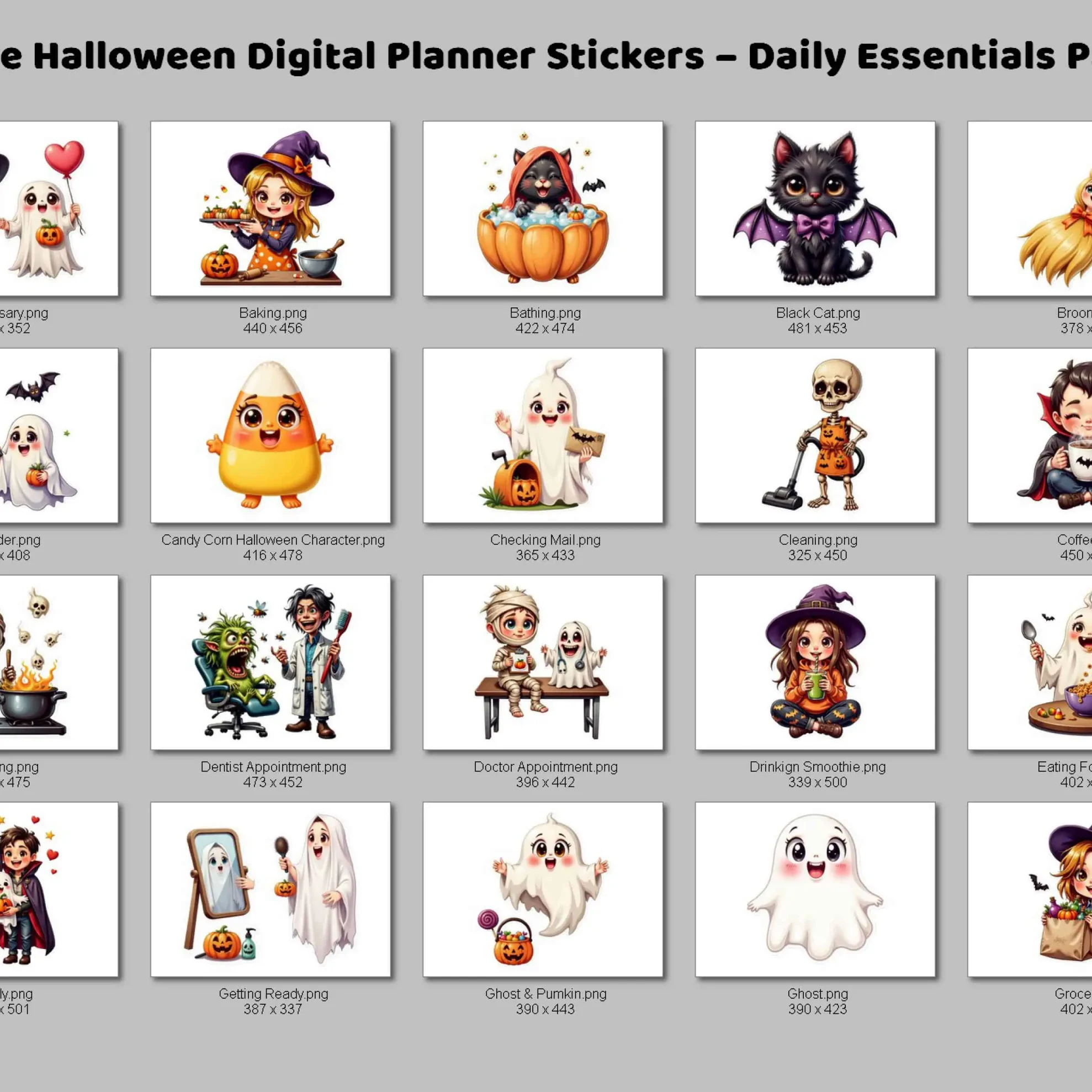 Cute Halloween Task Sticker Pack for Goodnotes