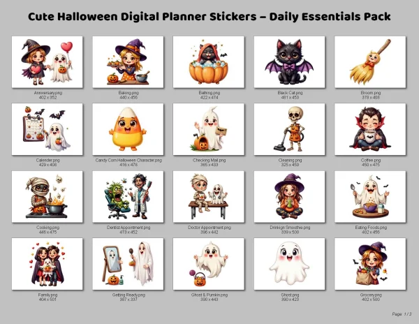 Cute Halloween Task Sticker Pack for Goodnotes