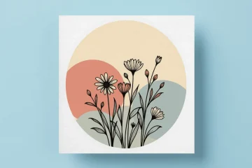 Elegant Floral Sticker with White Border