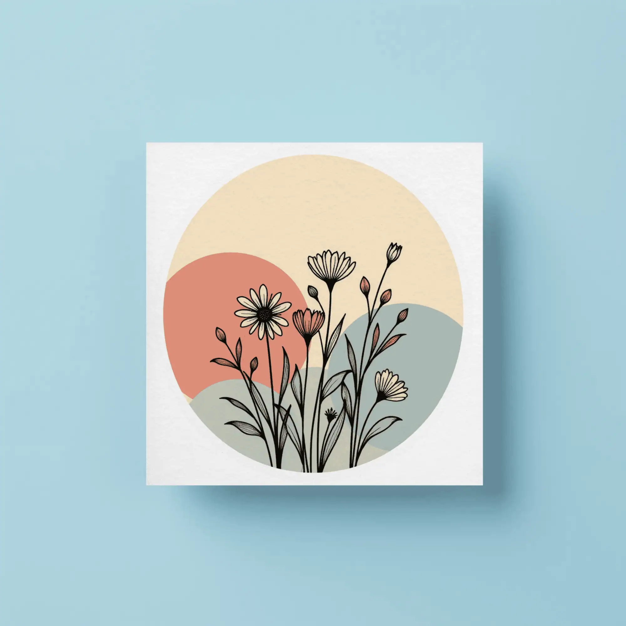 Elegant Floral Sticker with White Border