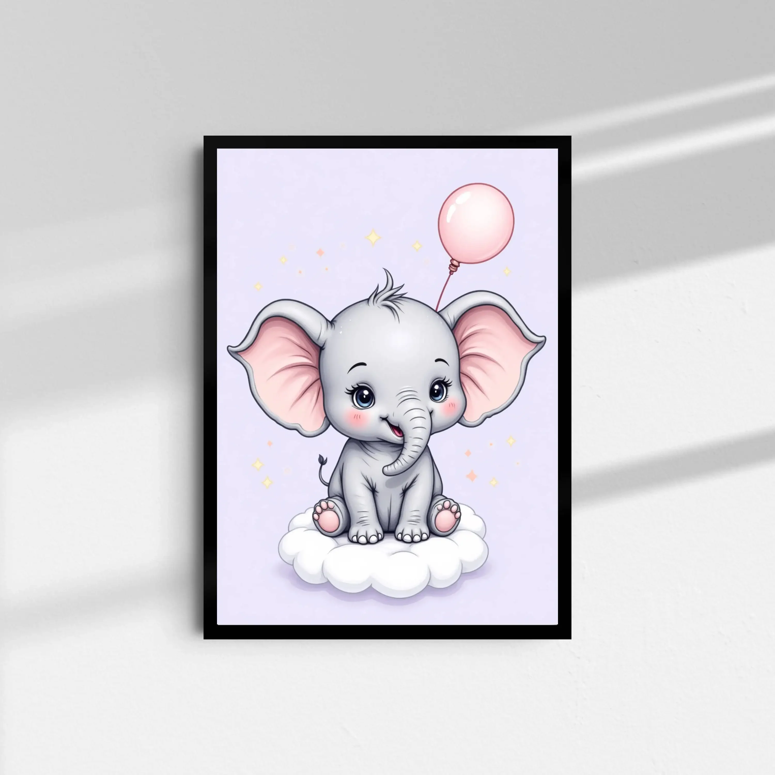 Elephant A4 Art Mockup for Nursery Wall