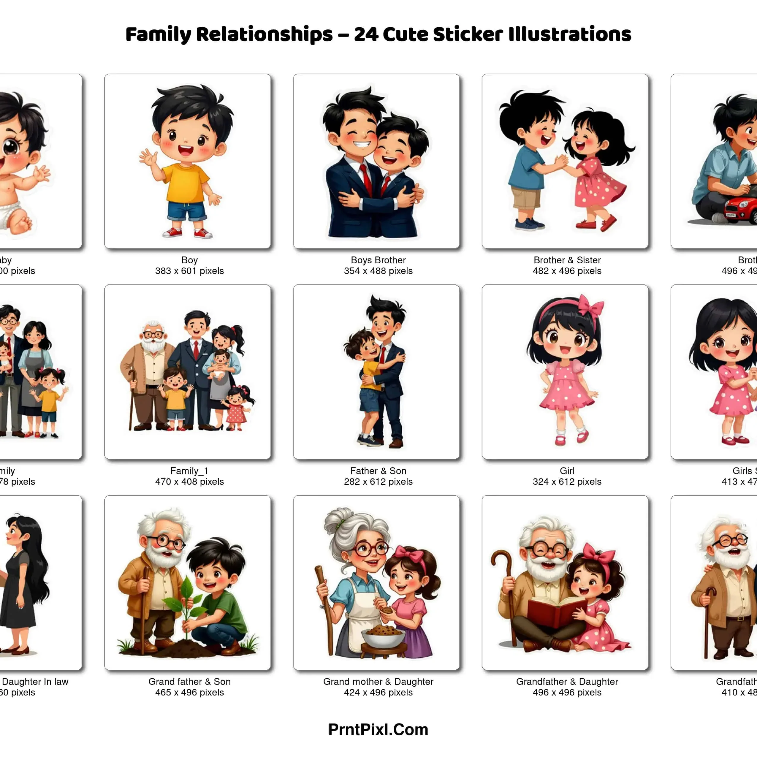 Family Relationship Stickers