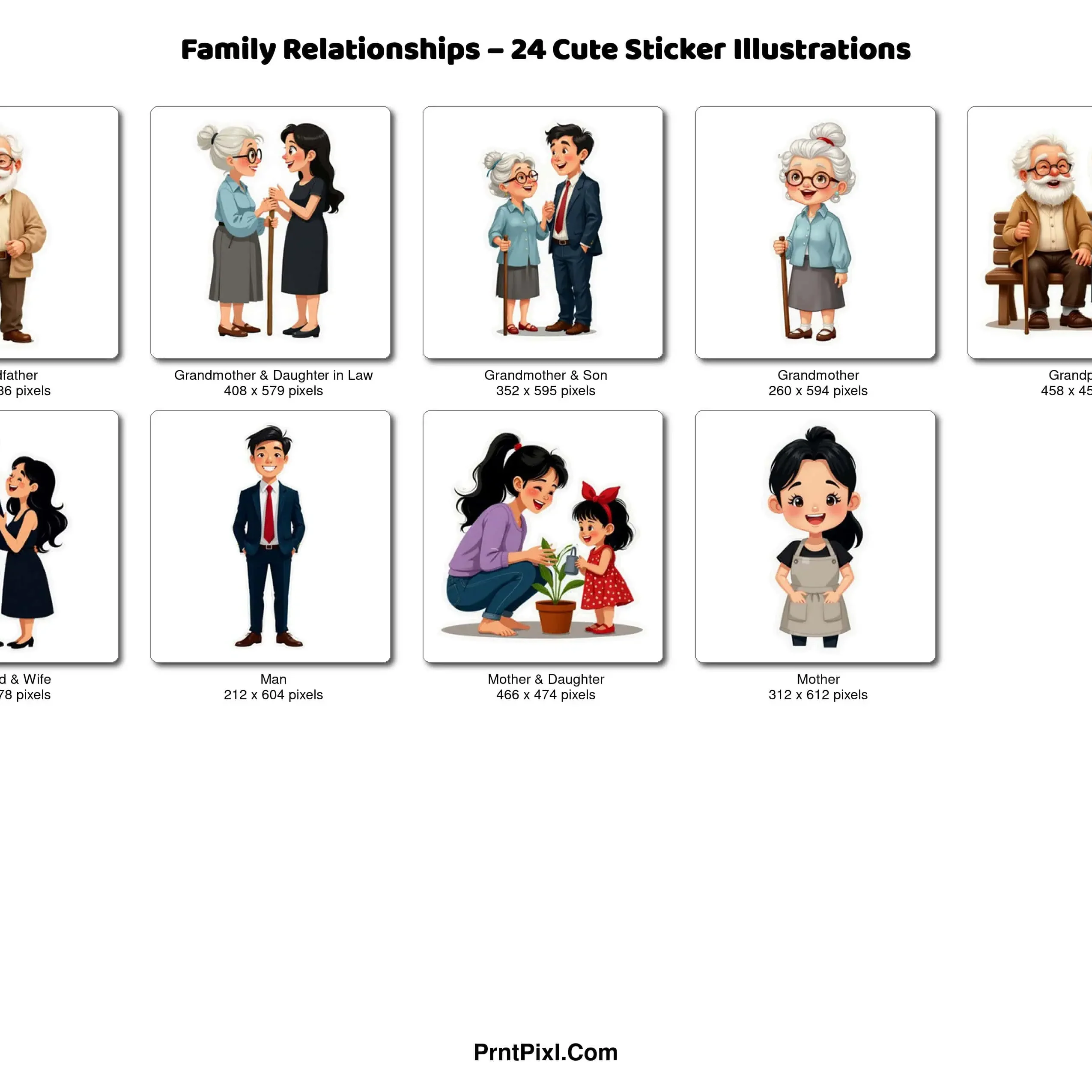 Family Relationship Stickers at PrntPixl