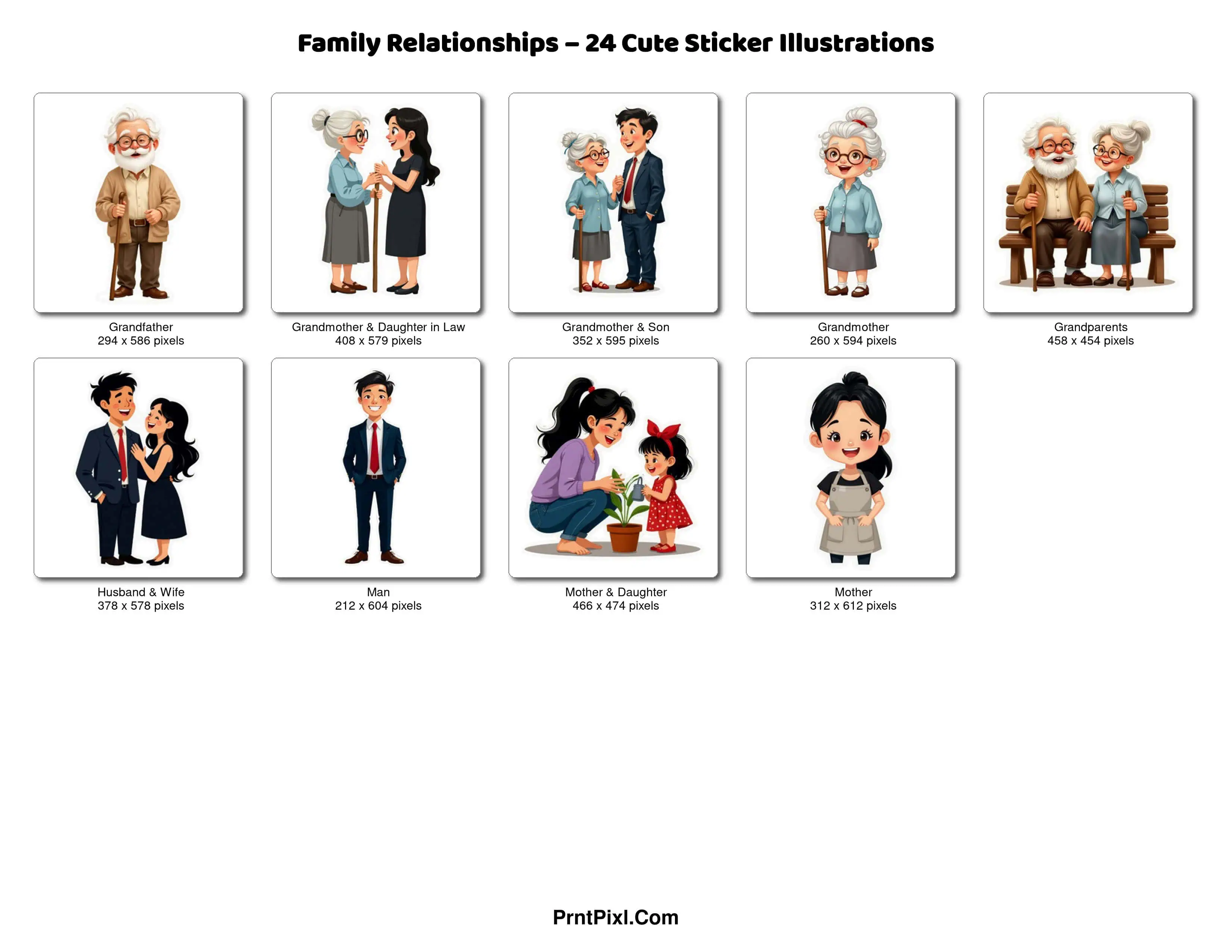 Family Relationship Stickers at PrntPixl